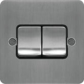 Taili Klepp Wide Rocker Switch 10A 2 Gang 2 Way - Black